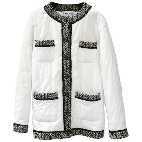 chanel white puffer coat|farfetch chanel jacket.